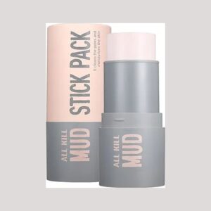 RiRe All Kill Mud Stick Pack grey twist-up stick with pale pink balm beside its pink and grey tube box