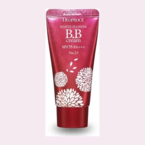 Deoproce White Flower BB Cream No.23 tube in pink-red with a white flower print
