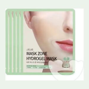 RiRe Mask Zone Hydrogel Mask mint green sachets with a model's lower face and a clear hydrogel sheet