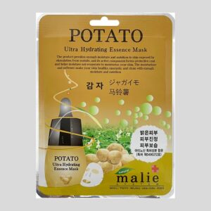 Malie System Potato Ultra Hydrating Essence Mask pouch in mustard yellow with potatoes