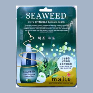Malie System Seaweed Ultra Hydrating Essence Mask pouch in dark green and gold with seaweed