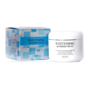 Jigott Activated Cream 100g white jar beside a blue and silver box