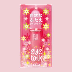 Koji Eyetalk double eyelid glue bottle in a pink floral blister pack